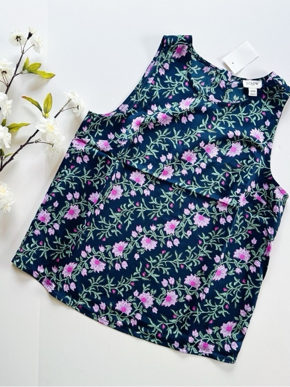 NEW J.Crew Factory Printed Bias Slip Skirt & Top Set Antique Navy Vintage Floral - Picture 6 of 12